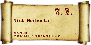Nick Norberta névjegykártya